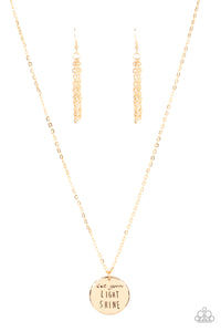 Paparazzi ~ Light It Up ~ Gold Inspirational Necklace Set