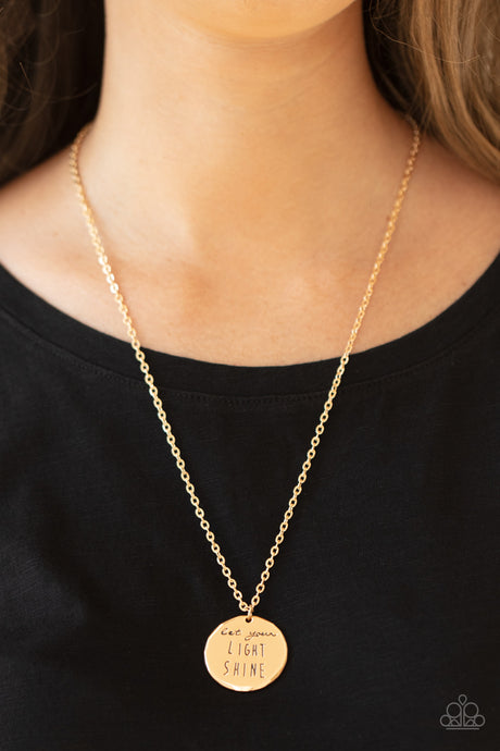 Paparazzi ~ Light It Up ~ Gold Inspirational Necklace Set
