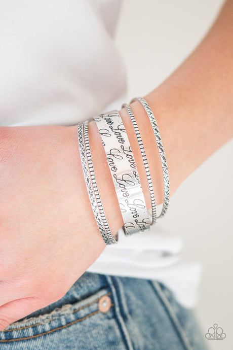 Paparazzi ~ Literally Loveable ~ Silver Bangle Bracelets