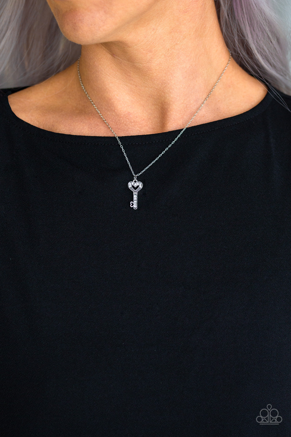 Paparazzi ~ Lock Up Your Valuables ~ White Pendant Necklace Set