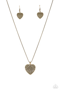 Paparazzi ~ Look Into Your Heart ~ Brass Heart Necklace Set