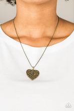 Load image into Gallery viewer, Paparazzi ~ Look Into Your Heart ~ Brass Heart Necklace Set