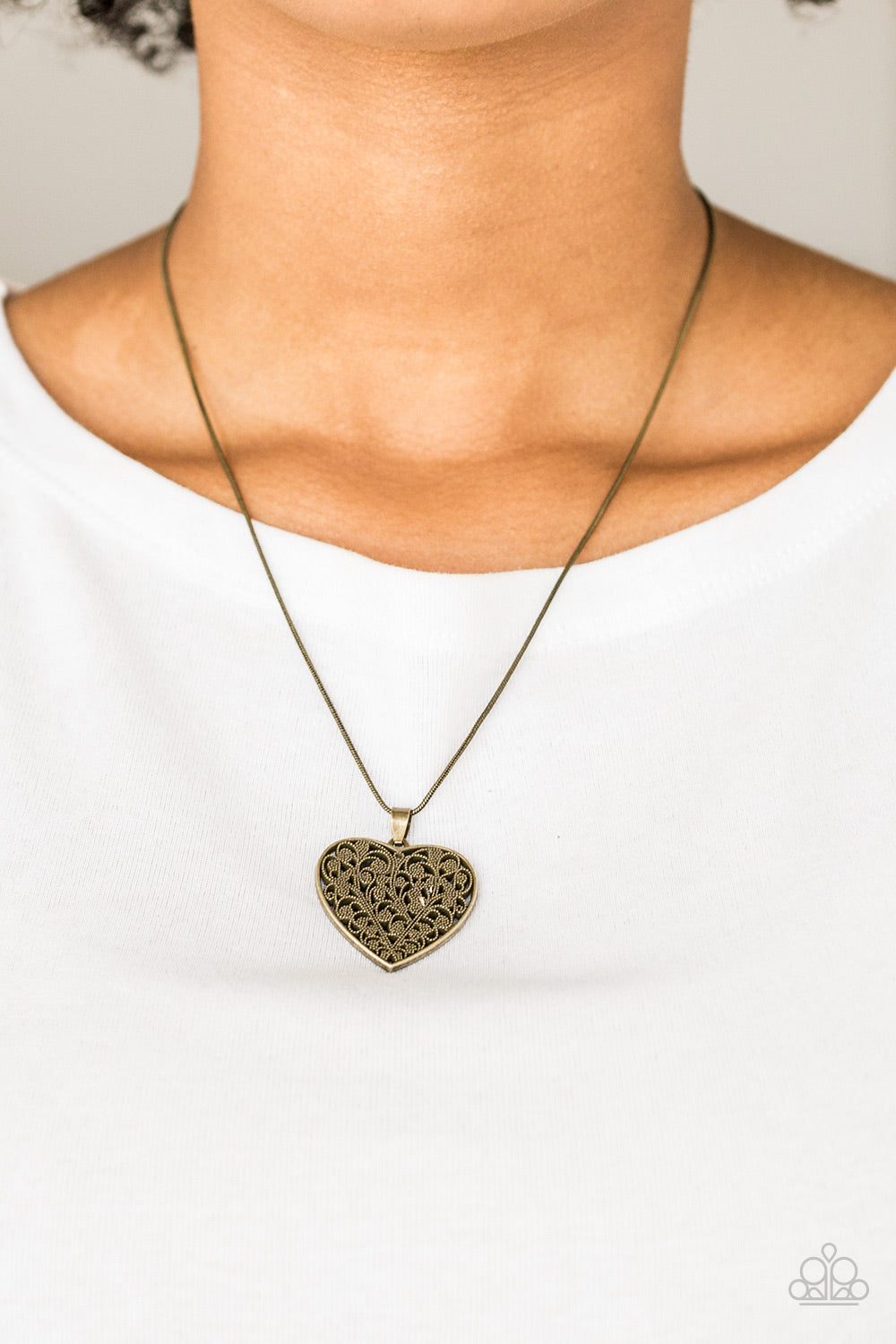Paparazzi ~ Look Into Your Heart ~ Brass Heart Necklace Set