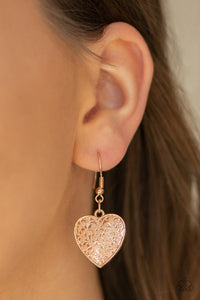 Paparazzi ~ Look Into Your Heart ~  Rose Gold Heart Pendant Necklace Set
