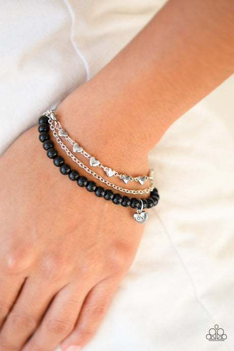 Paparazzi ~ Love Like You Mean It ~ Black Bracelet