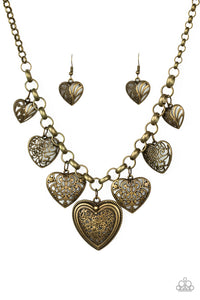 Paparazzi ~ Love Lockets ~ Brass Necklace Set
