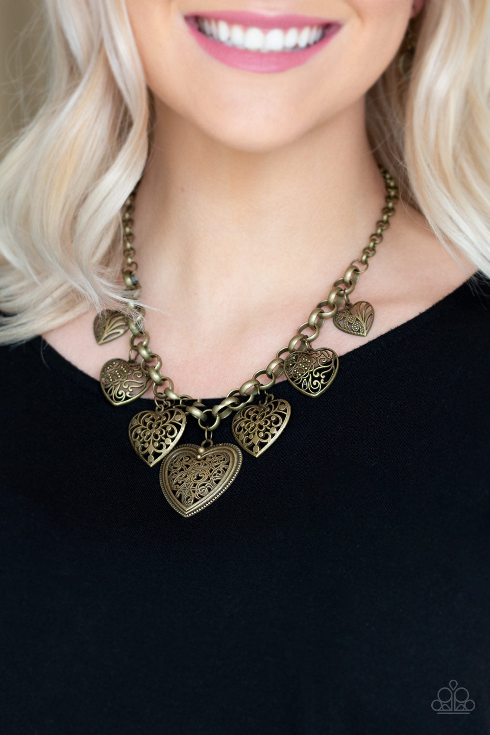 Paparazzi ~ Love Lockets ~ Brass Necklace Set