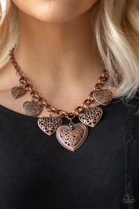 Paparazzi ~ Love Lockets ~ Copper Hearts Necklace Set