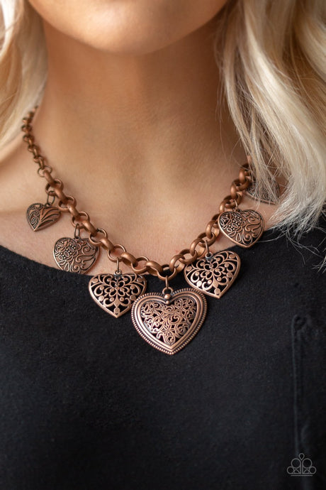 Paparazzi ~ Love Lockets ~ Copper Hearts Necklace Set