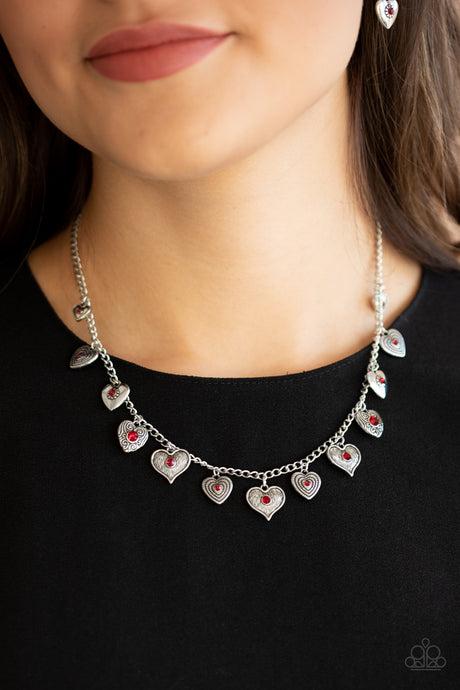 Paparazzi ~ Lovely Lockets ~ Red Heart Necklace Set