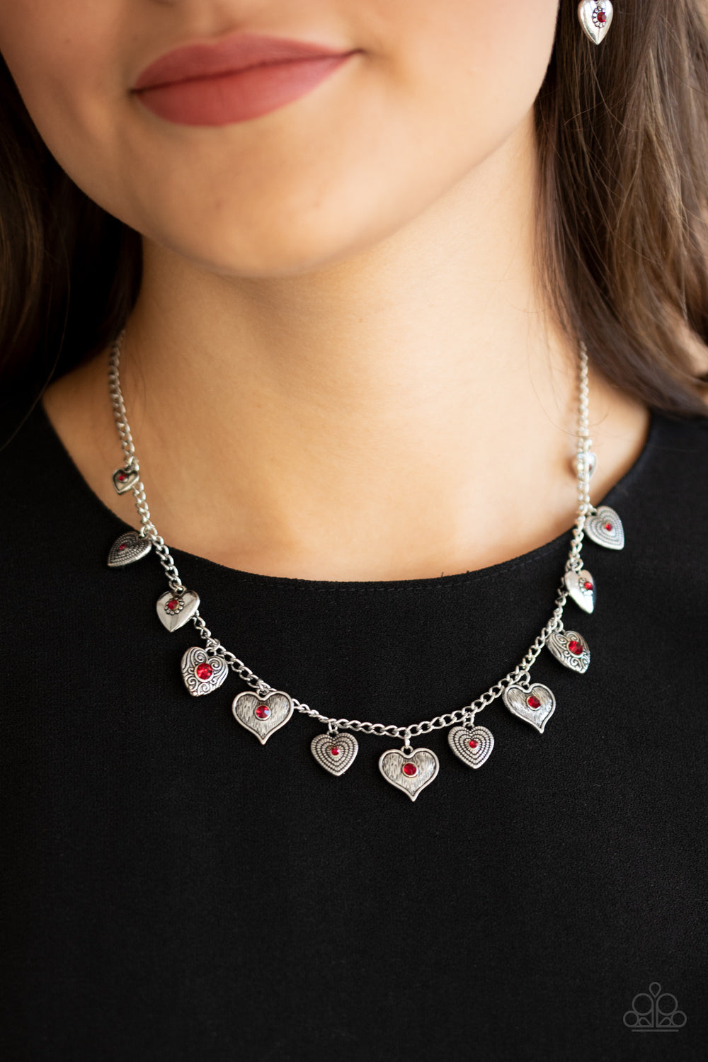 Paparazzi ~ Lovely Lockets ~ Red Heart Necklace Set