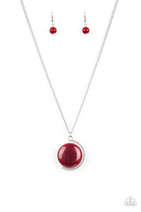 Paparazzi ~ Luminous Lagoon ~ Red Moonstone Pendant Necklace Set