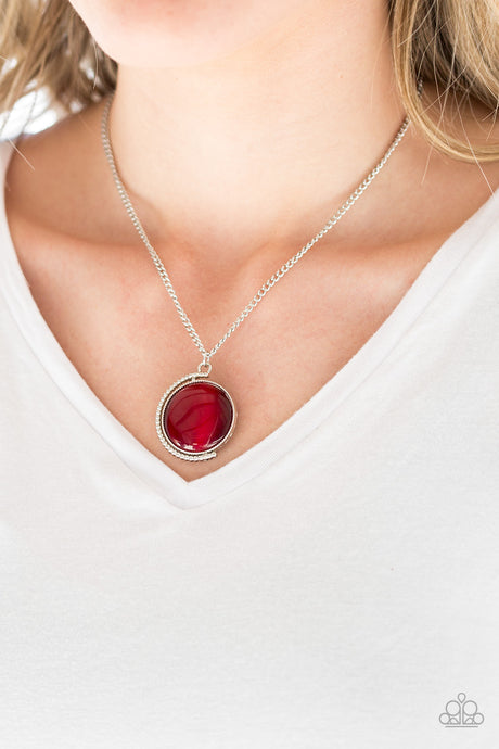 Paparazzi ~ Luminous Lagoon ~ Red Moonstone Pendant Necklace Set