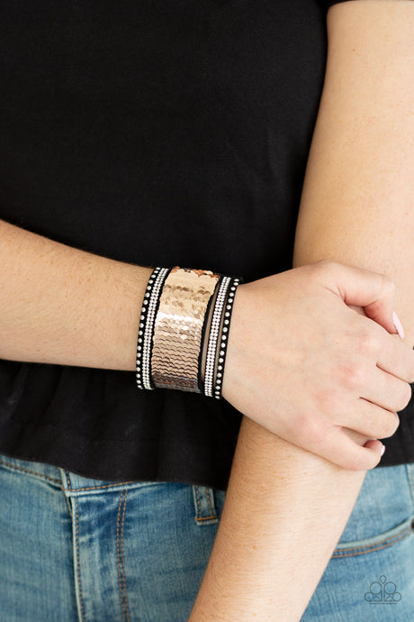 Paparazzi ~ MERMAIDS Have More Fun ~ Gold/Silver Reversible Sequins Wrap Bracelet