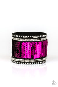 Paparazzi ~ MERMAIDS Have More Fun ~ Pink/Black Reversible Sequins Wrap Bracelet