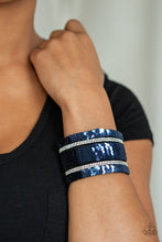 Load image into Gallery viewer, Paparazzi ~ MERMAID Service ~ Blue/Silver Reversible Sequin Wrap Bracelet