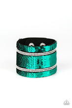 Load image into Gallery viewer, Paparazzi ~ MERMAID Service ~ Green/Silver Reversible Sequin Wrap Bracelet