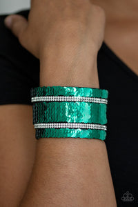 Paparazzi ~ MERMAID Service ~ Green/Silver Reversible Sequin Wrap Bracelet