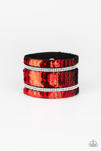 Load image into Gallery viewer, Paparazzi ~ MERMAID Service ~ Red/Silver Reversible Sequin Wrap Bracelet
