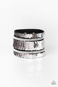 Paparazzi ~ MERMAID Service ~ Red/Silver Reversible Sequin Wrap Bracelet