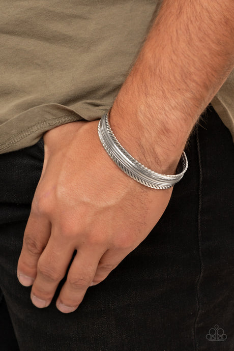Paparazzi ~ METALHEAD Over Heels ~ Men's Silver Cuff Urban Bracelet