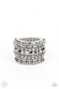 Paparazzi ~ Target Locked ~ Silver Ring with Stretchy Band (Fashion Fix Exclusive)