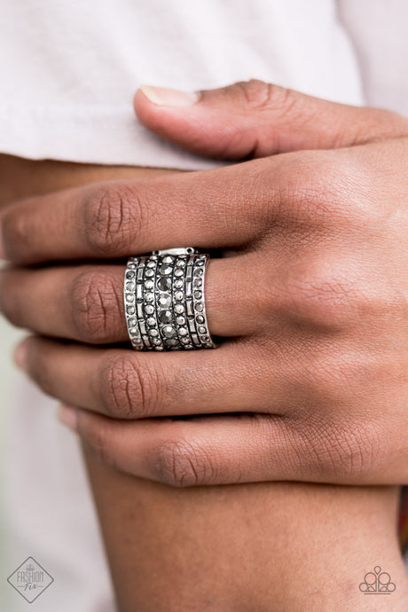 Paparazzi ~ Target Locked ~ Silver Ring with Stretchy Band (Fashion Fix Exclusive)