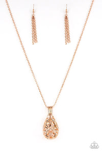 Paparazzi - Magic Potions - Rose Gold Filigree Necklace - Klassy Jewelz Boutique