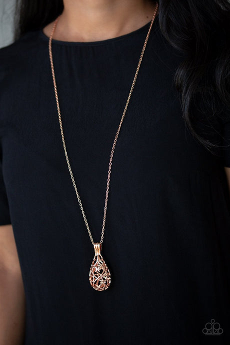Paparazzi - Magic Potions - Rose Gold Filigree Necklace - Klassy Jewelz Boutique