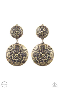 Paparazzi - Magnificent Medallions - Brass Clip On Earrings - Klassy Jewelz Boutique