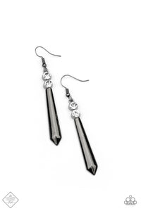 Paparazzi ~ Sparkle Stream ~ Black Gunmetal Earrings ( Fashion Fix Exclusive)