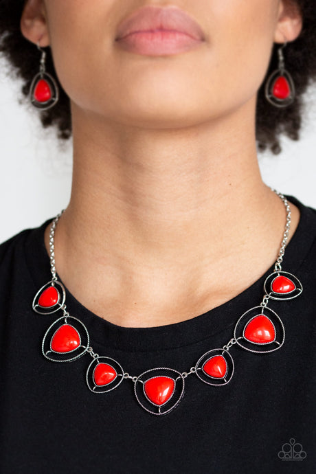 Paparazzi ~ Make A Point ~ Red Necklace Set