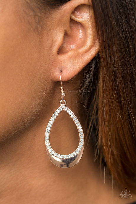 Paparazzi ~ Make It REIGN ~ Rose Gold Earrings