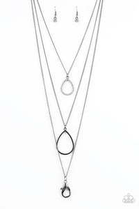 Paparazzi ~ Make The World Sparkle ~ Black Gunmetal Lanyard Necklace Set