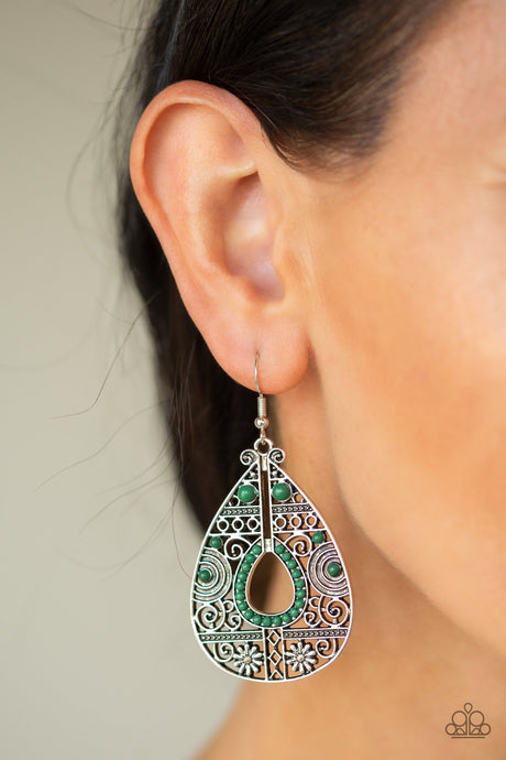 Paparazzi ~ Malibu Gardens ~ Green Earrings