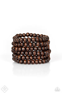 Paparazzi ~ Maui Mojito ~ Brown Wooden Bead Bracelet with Stretchy Bands  (Fashion Fix Exclusive)