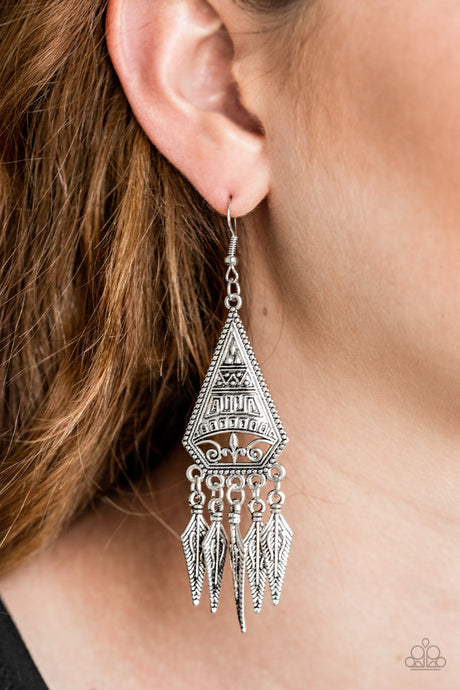 Paparazzi ~ Me Oh MAYAN ~ Silver Earrings