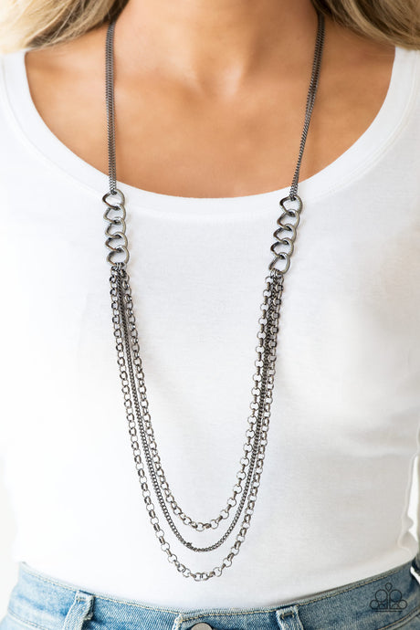 Paparazzi ~ Mechanical Mayhem ~ Black Gunmetal Necklace Set