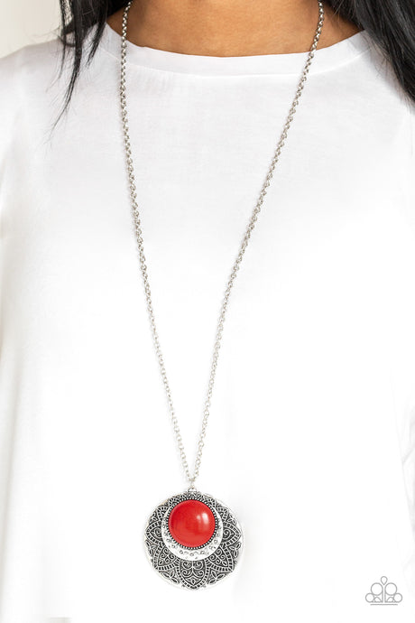 Paparazzi ~ Medallion Meadow ~ Red Necklace  Set