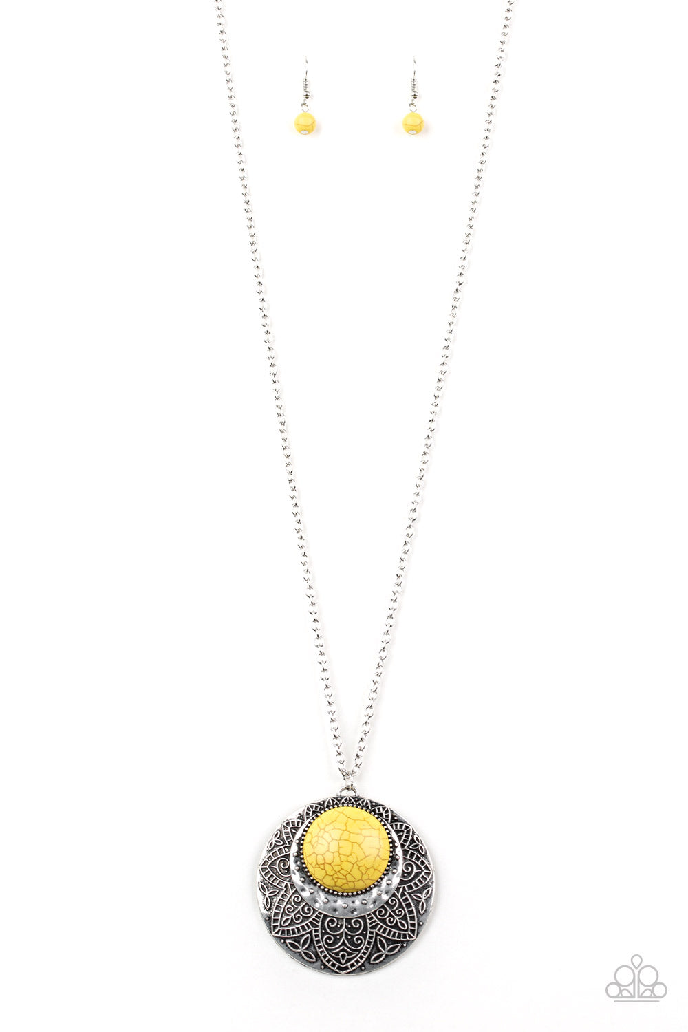 Paparazzi ~ Medallion Meadow ~ Yellow Necklace Set