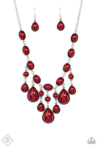Paparazzi ~ Mediterranean Mystery ~ Red Necklace and Bracelet Set (Fashion Fix Exclusive)