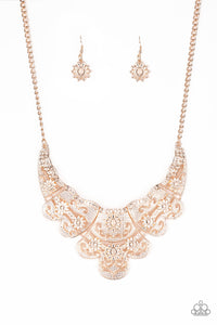 Paparazzi ~ Mess With The Bull ~ Rose Gold Necklace Set