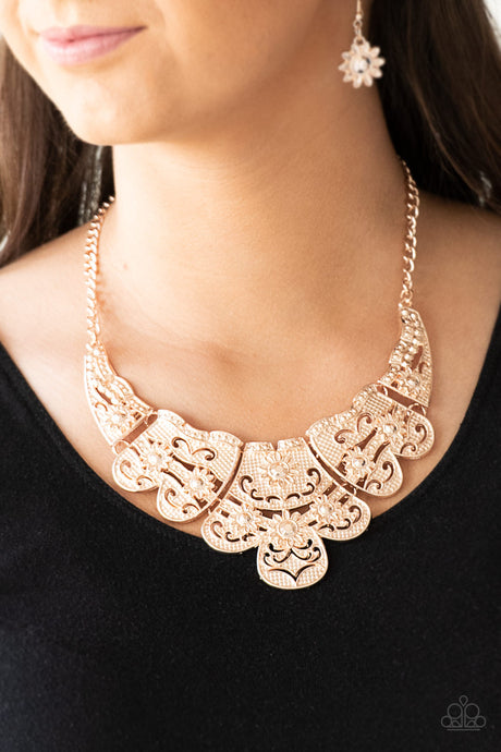 Paparazzi ~ Mess With The Bull ~ Rose Gold Necklace Set
