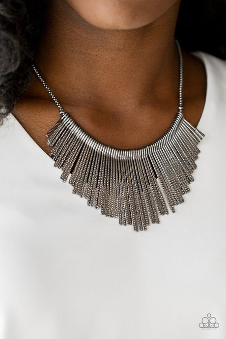 Paparazzi ~ Metallic Mane ~ Black/Gunmetal Necklace Set