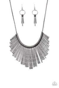 Paparazzi ~ Metallic Mane ~ Black/Gunmetal Necklace Set