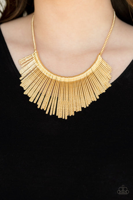 Paparazzi ~ Metallic Mane ~ Gold Necklace Set