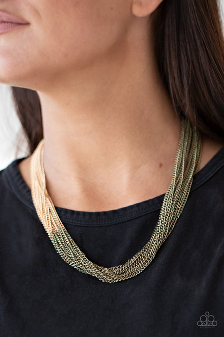 Paparazzi ~ Metallic Merger ~ Brass Necklace Set