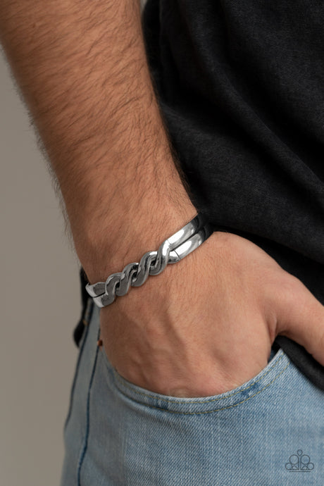 Paparazzi ~ Metro Machine ~ Men's Silver Cuff Bracelet