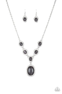 Paparazzi ~ Metro Medallion ~ Black Cat’s Eye Stone Necklace Set