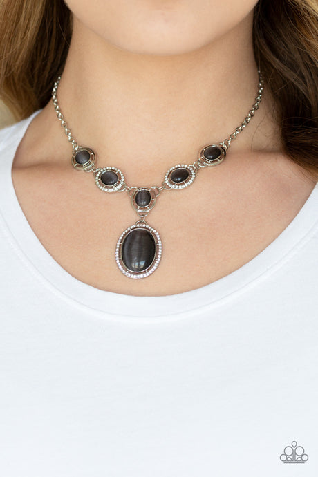 Paparazzi ~ Metro Medallion ~ Black Cat’s Eye Stone Necklace Set